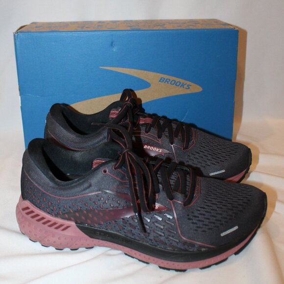 NIB SAUCONY WOMEN'S ADRENALINE GTS‎ 21 BLACK PINK RUNNING SNEAKERS SZ 8 - Picture 1 of 6